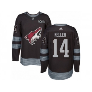 Men's Adidas Arizona Coyotes #14 Clayton Keller Authentic Black 1917-2017 100th Anniversary NHL Jersey