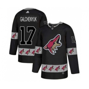 Men's Arizona Coyotes #17 Alex Galchenyuk Black Team Logo Fashion Stitched Hockey Jersey