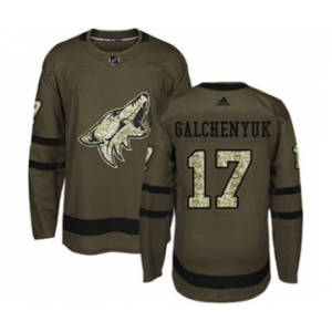 Men's Arizona Coyotes #17 Alex Galchenyuk Green Salute to Service Stitched Hockey Jersey