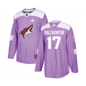Men's Arizona Coyotes #17 Alex Galchenyuk Purple Fights Cancer Stitched Hockey Jersey