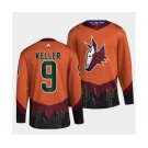 Men's Arizona Coyotes #9 Clayton Keller Orange 2022-23 Reverse Retro Stitched Jersey