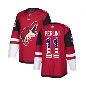 Men's Coyotes #11 Brendan Perlini Maroon Home USA Flag Stitched Hockey Jersey