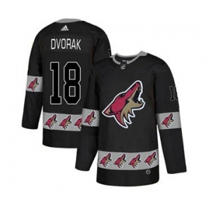Men's Coyotes #18 Christian Dvorak Black Team Logo Fashion Stitched Hockey Jersey