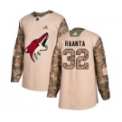 Men's Coyotes #32 Antti Raanta Camo 2017 Veterans Day Stitched Hockey Jersey