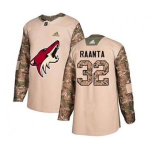 Men's Coyotes #32 Antti Raanta Camo 2017 Veterans Day Stitched Hockey Jersey