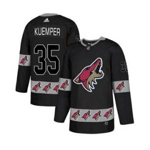 Men's Coyotes #35 Darcy Kuemper Black Team Logo Fashion Stitched Hockey Jersey