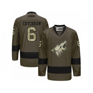 Men's Reebok Arizona Coyotes #6 Jakob Chychrun Authentic Green Salute to Service NHL Jersey