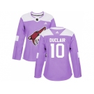 Women Adidas Phoenix Coyotes #10 Anthony Duclair Purple Authentic Fights Cancer Stitched NHL Jersey