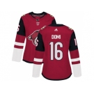 Women Adidas Phoenix Coyotes #16 Max Domi Maroon Home Authentic Stitched NHL Jersey