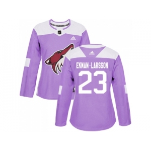 Women Adidas Phoenix Coyotes #23 Oliver Ekman-Larsson Purple Authentic Fights Cancer Stitched NHL Jersey