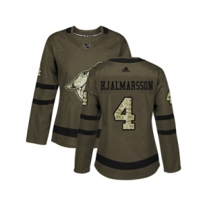 Women Adidas Phoenix Coyotes #4 Niklas Hjalmarsson Green Salute to Service Stitched NHL Jersey