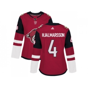 Women Adidas Phoenix Coyotes #4 Niklas Hjalmarsson Maroon Home Authentic Stitched NHL Jersey