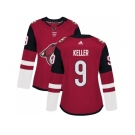 Women Adidas Phoenix Coyotes #9 Clayton Keller Maroon Home Authentic Stitched NHL Jersey