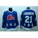 nhl quebec nordiques #21 forsberg ccm blue