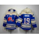 youth nhl jerseys quebec nordiques #19 sakic cream-blue[pullover hooded sweatshirt][patch C]