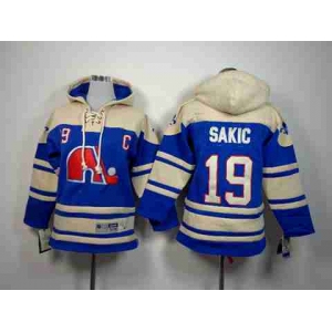 youth nhl jerseys quebec nordiques #19 sakic cream-blue[pullover hooded sweatshirt][patch C]