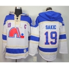 nhl jerseys quebec nordiques #19 sakic white-blue[pullover hooded sweatshirt][patch C]