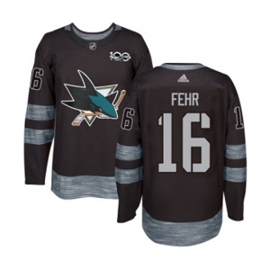 Adidas San Jose Sharks #16 Eric Fehr Authentic Black 1917-2017 100th Anniversary NHL Jersey