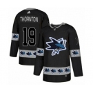 Adidas San Jose Sharks #19 Joe Thornton Authentic Black Team Logo Fashion NHL Jersey