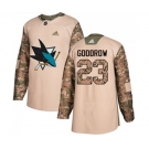 Adidas San Jose Sharks #23 Barclay Goodrow Authentic Camo Veterans Day Practice NHL Jersey