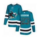 Adidas San Jose Sharks #23 Barclay Goodrow Authentic Teal Drift Fashion NHL Jersey