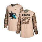 Adidas San Jose Sharks #27 Joonas Donskoi Authentic Camo Veterans Day Practice NHL Jersey