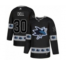 Adidas San Jose Sharks #30 Aaron Dell Authentic Black Team Logo Fashion NHL Jersey