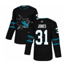 Adidas San Jose Sharks #31 Martin Jones Authentic Black Alternate NHL Jersey