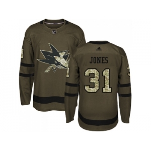 Adidas San Jose Sharks #31 Martin Jones Green Salute to Service Stitched NHL Jersey