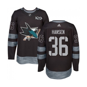 Adidas San Jose Sharks #36 Jannik Hansen Authentic Black 1917-2017 100th Anniversary NHL Jersey