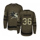 Adidas San Jose Sharks #36 Jannik Hansen Authentic Green Salute to Service NHL Jersey