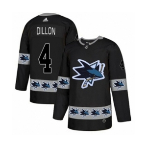 Adidas San Jose Sharks #4 Brenden Dillon Authentic Black Team Logo Fashion NHL Jersey