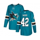 Adidas San Jose Sharks #42 Joel Ward Authentic Teal Green Home NHL Jersey