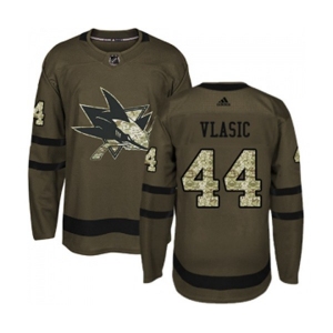 Adidas San Jose Sharks #44 Marc-Edouard Vlasic Authentic Green Salute to Service NHL Jersey