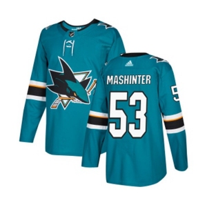 Adidas San Jose Sharks #53 Brandon Mashinter Premier Teal Green Home NHL Jersey