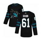 Adidas San Jose Sharks #61 Justin Braun Authentic Black Alternate NHL Jersey