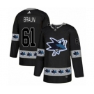 Adidas San Jose Sharks #61 Justin Braun Authentic Black Team Logo Fashion NHL Jersey