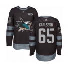 Adidas San Jose Sharks #65 Erik Karlsson Authentic Black 1917-2017 100th Anniversary NHL Jersey