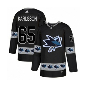 Adidas San Jose Sharks #65 Erik Karlsson Authentic Black Team Logo Fashion NHL Jersey
