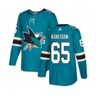 Adidas San Jose Sharks #65 Erik Karlsson Authentic Teal Green Home NHL Jersey