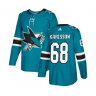 Adidas San Jose Sharks #68 Melker Karlsson Authentic Teal Green Home NHL Jersey