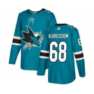 Adidas San Jose Sharks #68 Melker Karlsson Premier Teal Green Home NHL Jersey