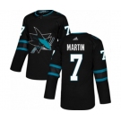 Adidas San Jose Sharks #7 Paul Martin Authentic Black Alternate NHL Jersey