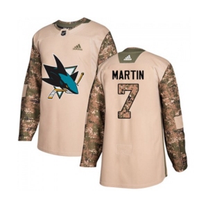 Adidas San Jose Sharks #7 Paul Martin Authentic Camo Veterans Day Practice NHL Jersey