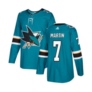 Adidas San Jose Sharks #7 Paul Martin Premier Teal Green Home NHL Jersey