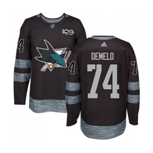 Adidas San Jose Sharks #74 Dylan DeMelo Authentic Black 1917-2017 100th Anniversary NHL Jersey