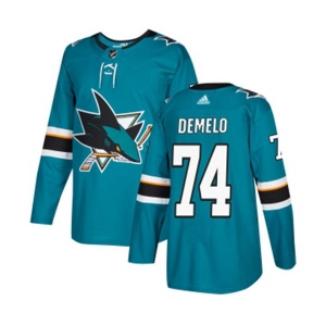 Adidas San Jose Sharks #74 Dylan DeMelo Authentic Teal Green Home NHL Jersey