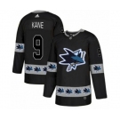 Adidas San Jose Sharks #9 Evander Kane Authentic Black Team Logo Fashion NHL Jersey