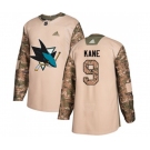 Adidas San Jose Sharks #9 Evander Kane Authentic Camo Veterans Day Practice NHL Jersey