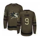 Adidas San Jose Sharks #9 Evander Kane Authentic Green Salute to Service NHL Jersey